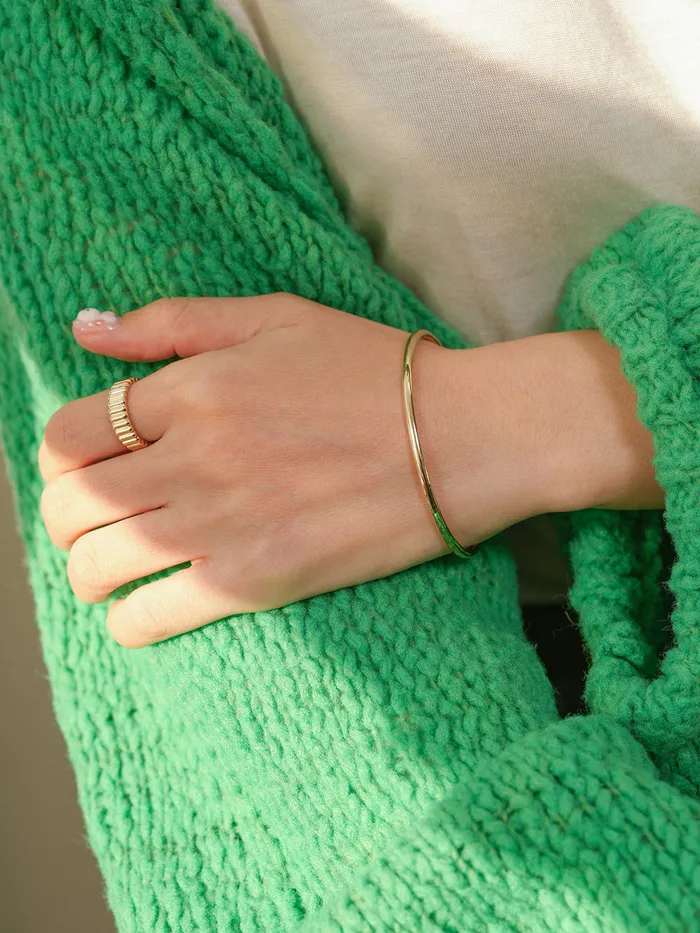 MinimalBijoux Bracelets 14K 18K Gold Hollow Layered Bangle Bracelet