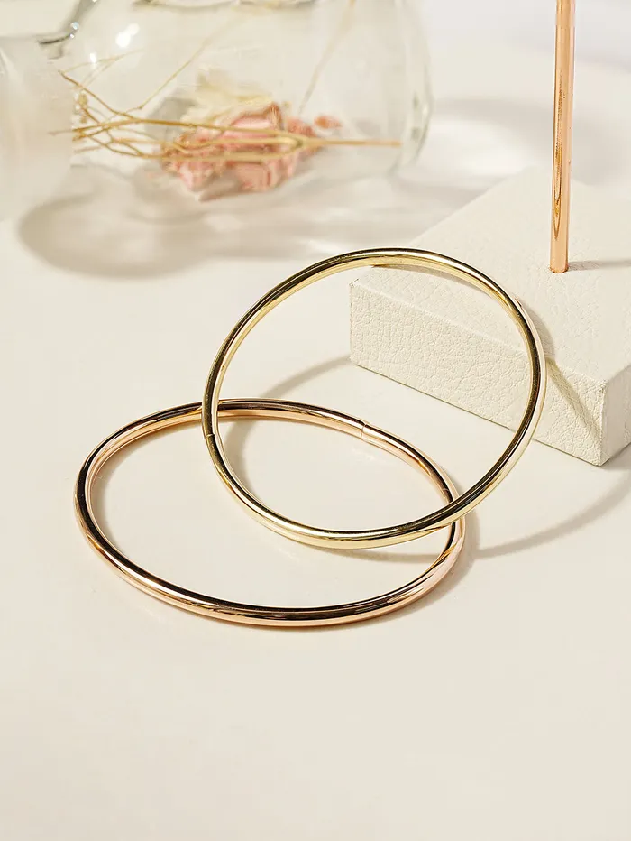 MinimalBijoux Bracelets 14K 18K Gold Hollow Layered Bangle Bracelet