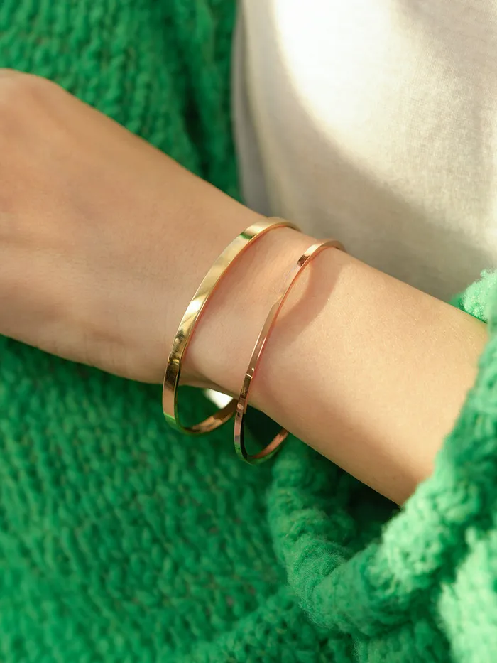 MinimalBijoux Bracelets 14K 18K Gold Hollow Layered Bangle Bracelet