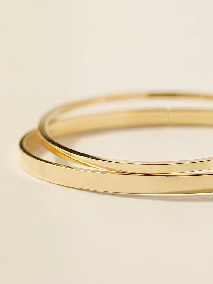 MinimalBijoux Bracelets 14K 18K Gold Hollow Layered Bangle Bracelet