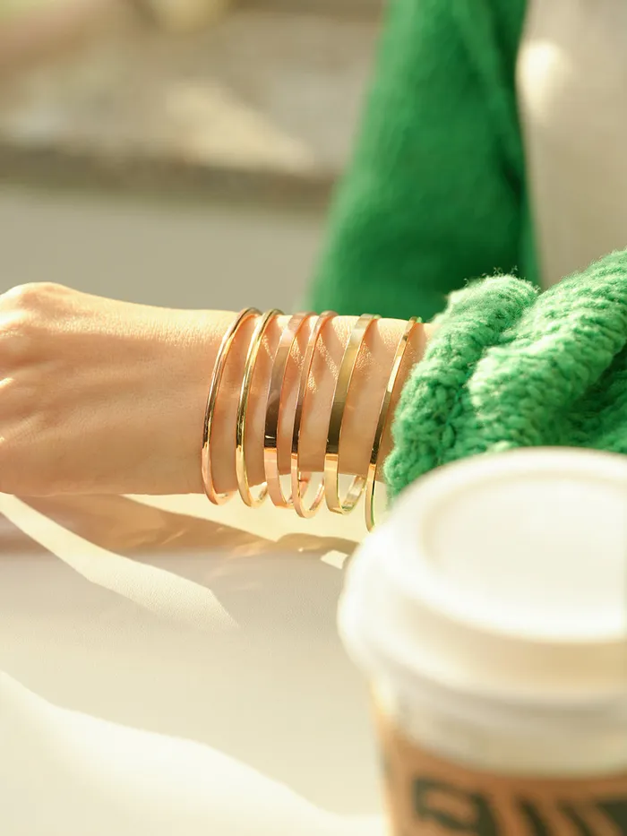 MinimalBijoux Bracelets 14K 18K Gold Hollow Layered Bangle Bracelet