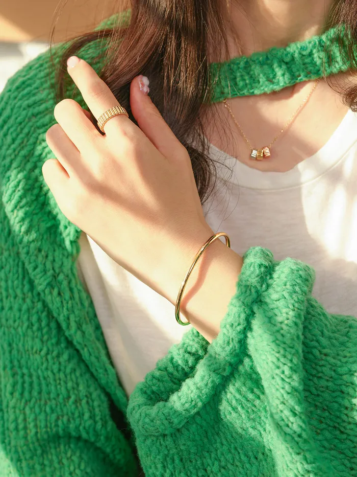 MinimalBijoux Bracelets 14K 18K Gold Hollow Layered Bangle Bracelet
