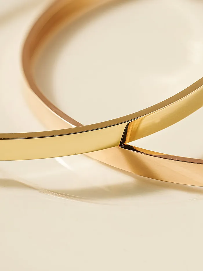 MinimalBijoux Bracelets 14K 18K Gold Hollow Layered Bangle Bracelet