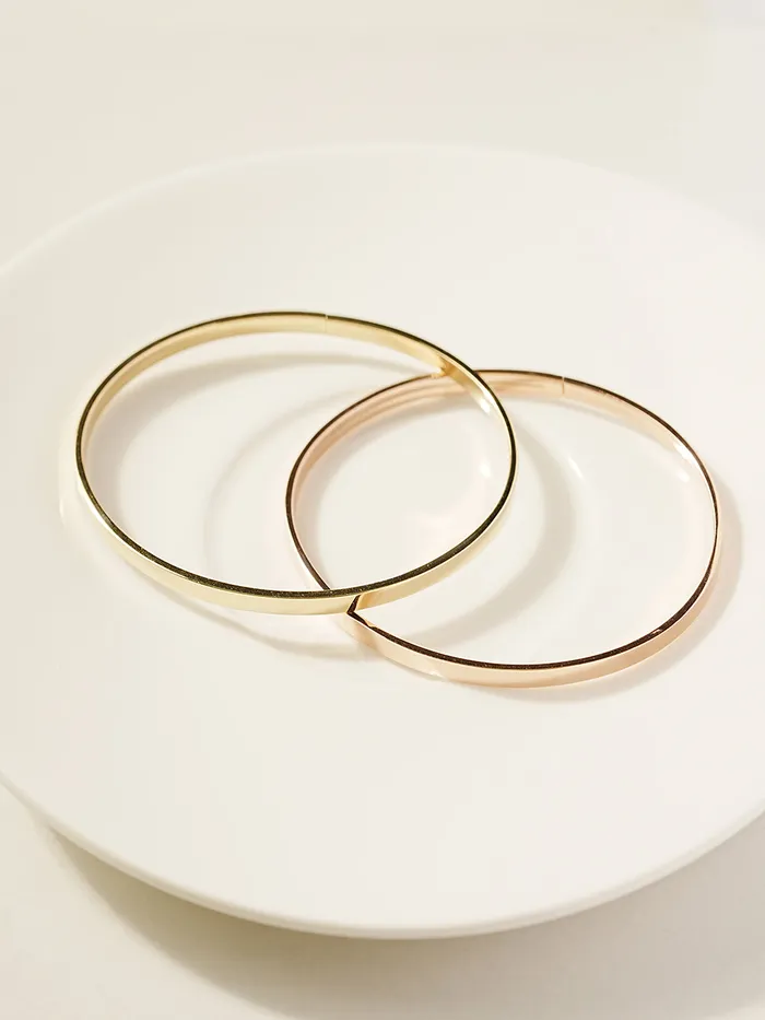 MinimalBijoux Bracelets 14K 18K Gold Hollow Layered Bangle Bracelet