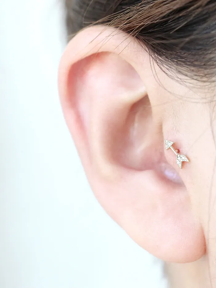 MinimalBijoux Earrings 14K Gold Arrow Cartilage Earring 18g16g