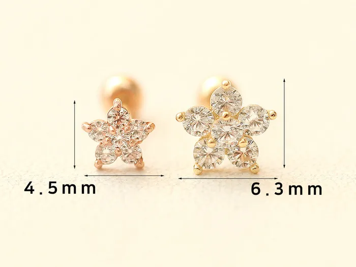 MinimalBijoux Earrings 14K gold Best Flower cartilage earring 20g