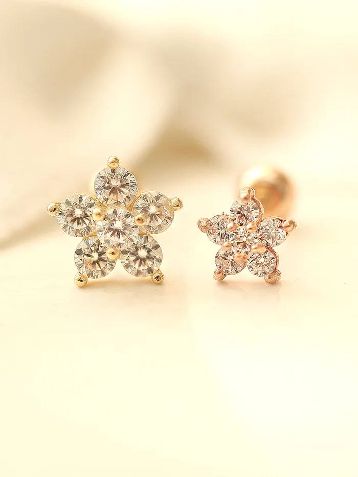 MinimalBijoux Earrings 14K gold Best Flower cartilage earring 20g