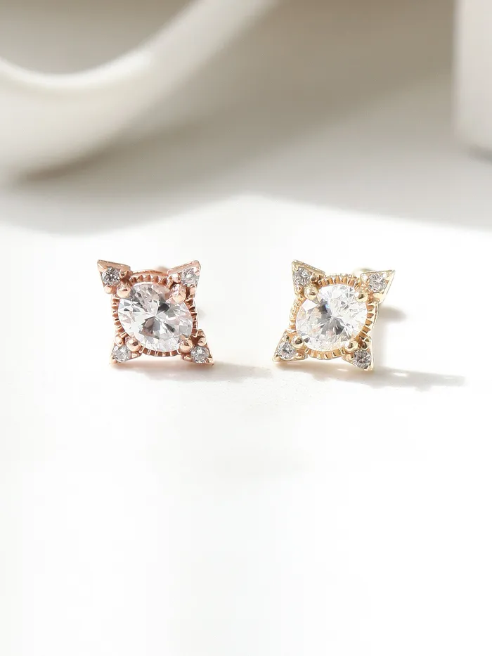 MinimalBijoux Earrings 14K Gold Bling Oval Cubic Cartilage Earring 18G16G