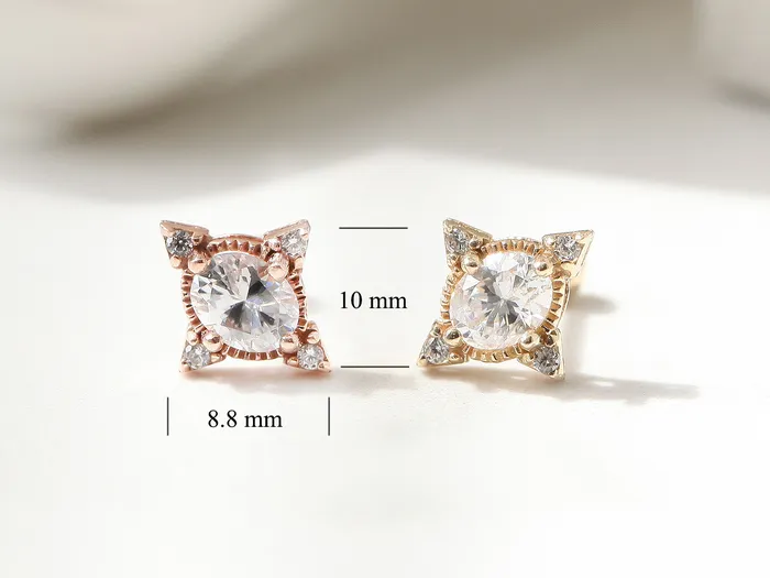 MinimalBijoux Earrings 14K Gold Bling Oval Cubic Cartilage Earring 18G16G