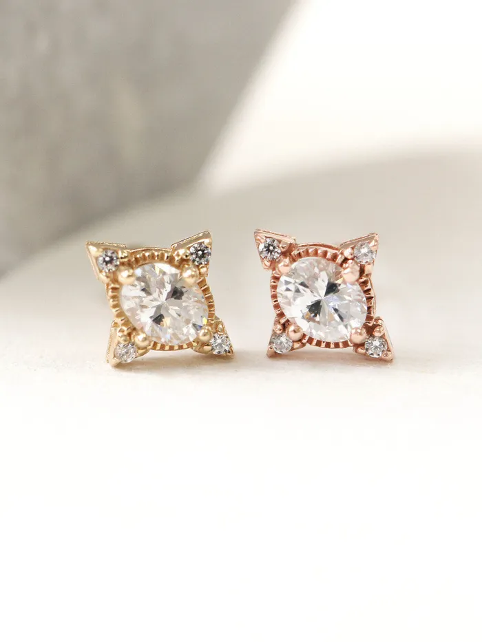 MinimalBijoux Earrings 14K Gold Bling Oval Cubic Cartilage Earring 18G16G