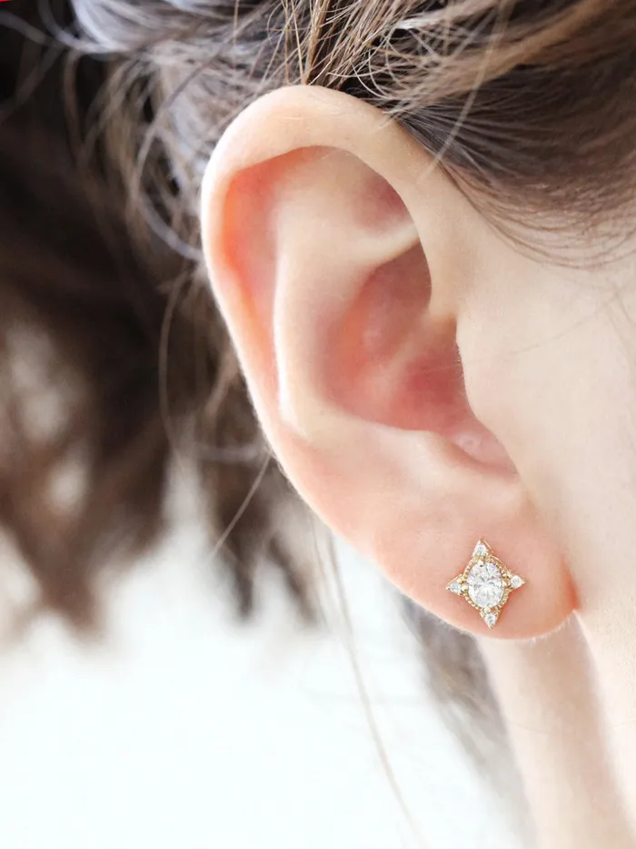 MinimalBijoux Earrings 14K Gold Bling Oval Cubic Cartilage Earring 18G16G