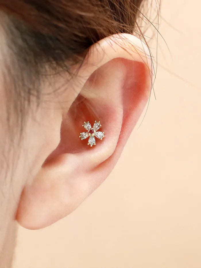 MinimalBijoux Earrings 14K Gold Cosmos Cartilage Earring 18g16g