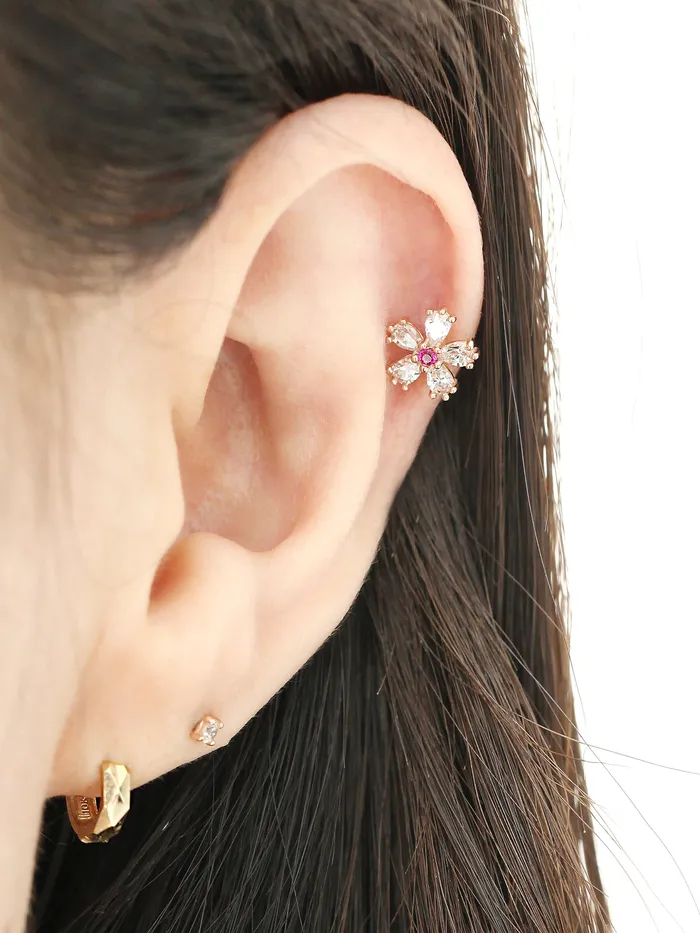 MinimalBijoux Earrings 14K Gold Cosmos Cartilage Earring 18g16g