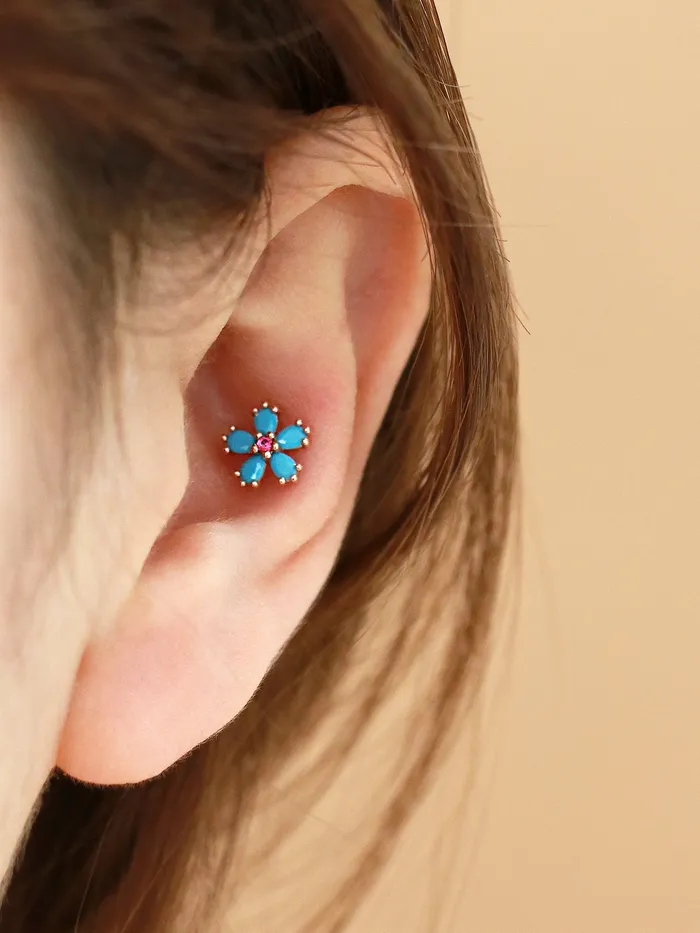 MinimalBijoux Earrings 14K Gold Cosmos Cartilage Earring 18g16g
