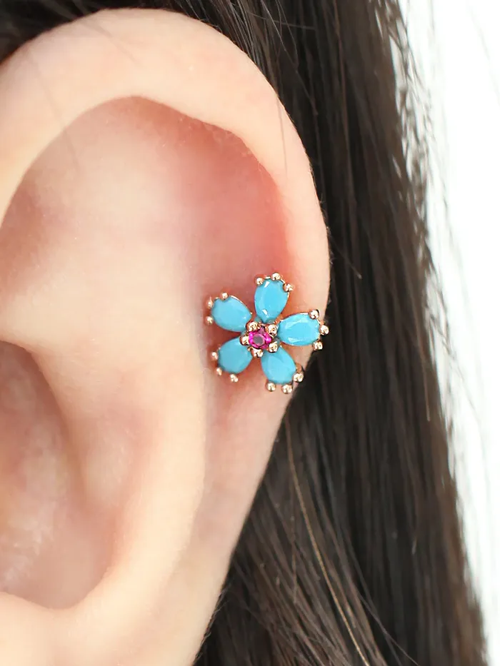 MinimalBijoux Earrings 14K Gold Cosmos Cartilage Earring 18g16g