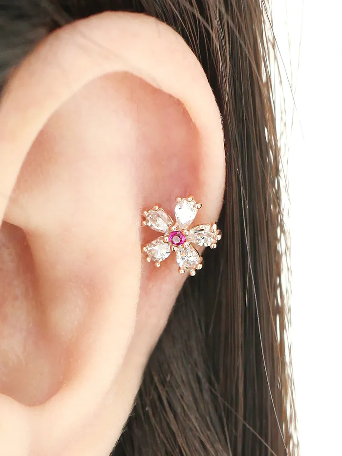 MinimalBijoux Earrings 14K Gold Cosmos Cartilage Earring 18g16g