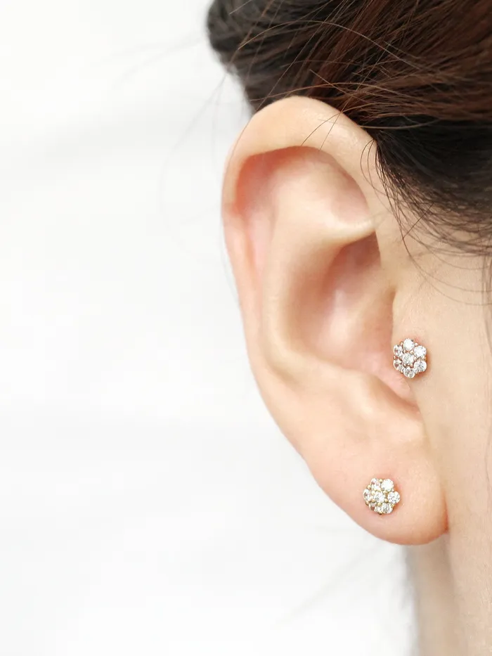 MinimalBijoux Earrings 14K Gold Crystal CZ Cartilage earring 18g16g