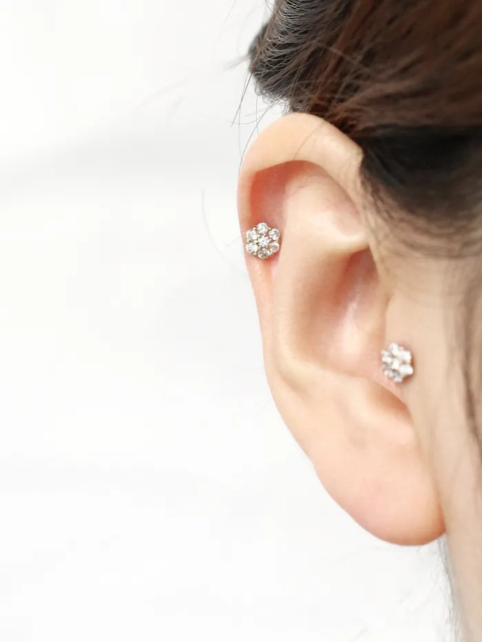 MinimalBijoux Earrings 14K Gold Crystal CZ Cartilage earring 18g16g