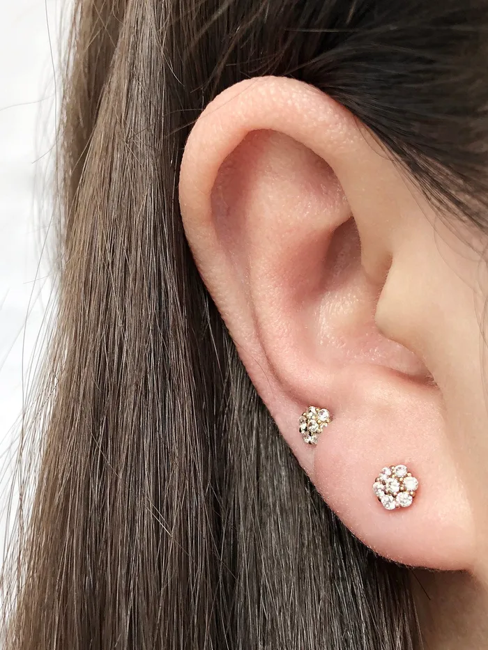 MinimalBijoux Earrings 14K Gold Crystal CZ Cartilage earring 18g16g