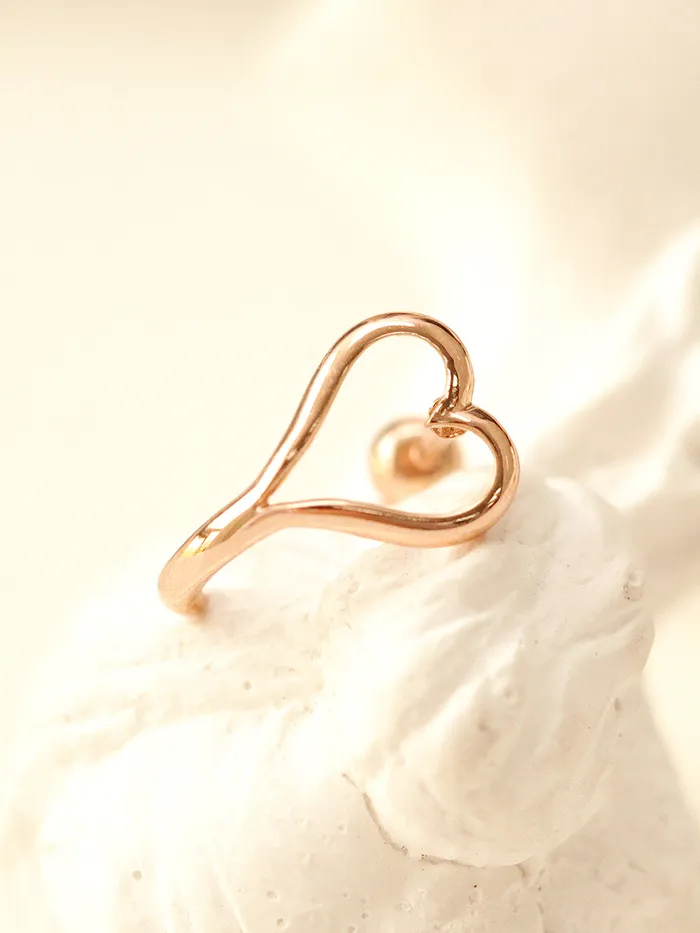 MinimalBijoux Earrings 14K Gold Heart Point Half Hoop Cartilage Earring 20G18G16G