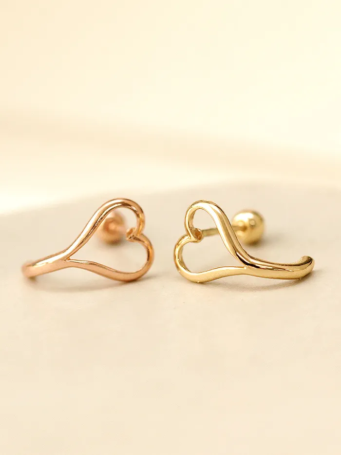 MinimalBijoux Earrings 14K Gold Heart Point Half Hoop Cartilage Earring 20G18G16G
