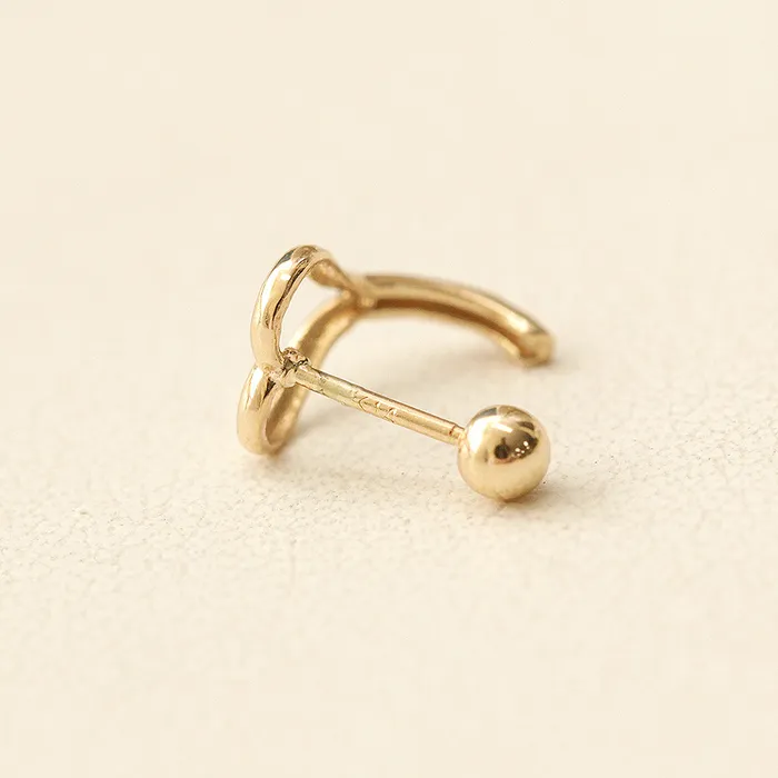 MinimalBijoux Earrings 14K Gold Heart Point Half Hoop Cartilage Earring 20G18G16G