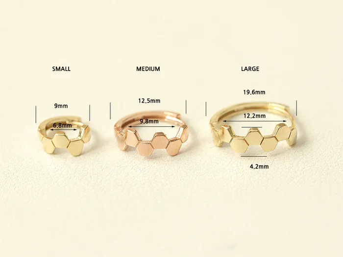 MinimalBijoux Earrings 14K Gold Honeycomb Hoop Earring