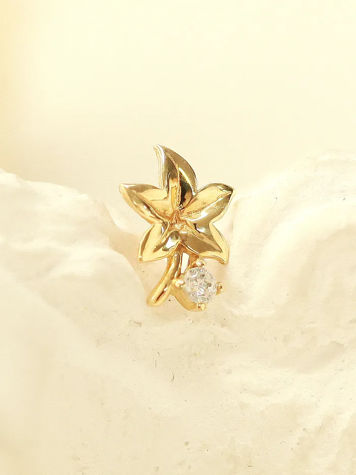MinimalBijoux Earrings 14K Gold Maple Mini Cubic Cartilage Piercing Earring 20G18G16G