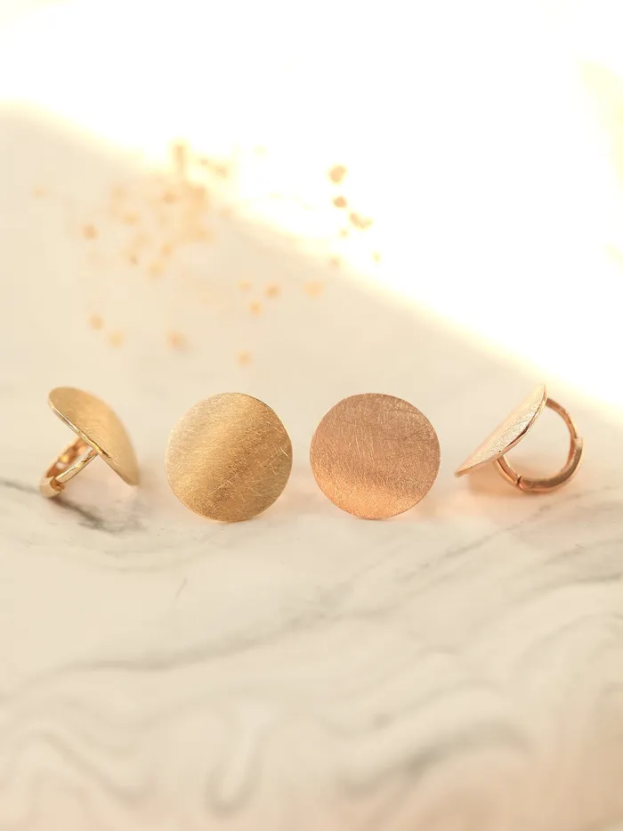 MinimalBijoux Earrings 14K Gold Matte Coin Hoop Earring
