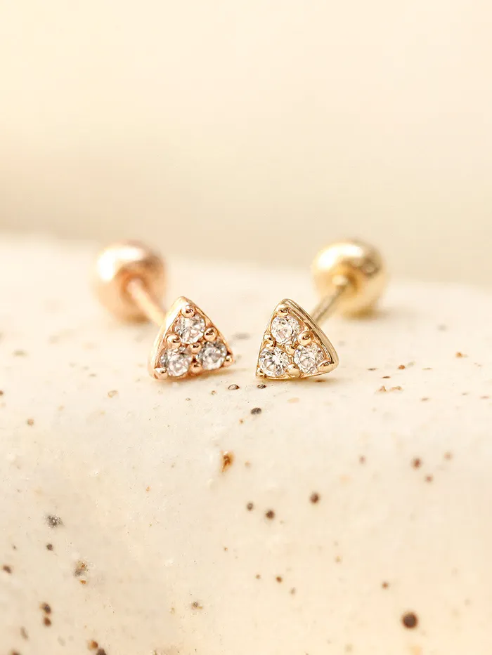 MinimalBijoux Earrings 14K Gold Mini Triangle CZ Cartilage Earring 20G18G16G MinimalBijoux Earrings 14K Gold Mini Triangle CZ Cartilage Earring 20G18G16G