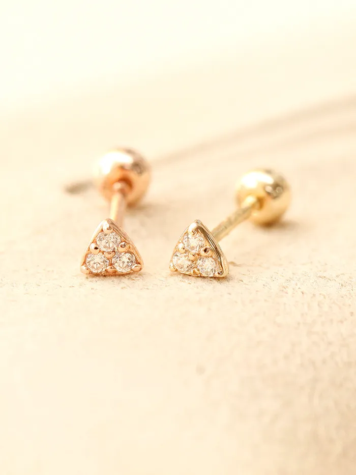 MinimalBijoux Earrings 14K Gold Mini Triangle CZ Cartilage Earring 20G18G16G