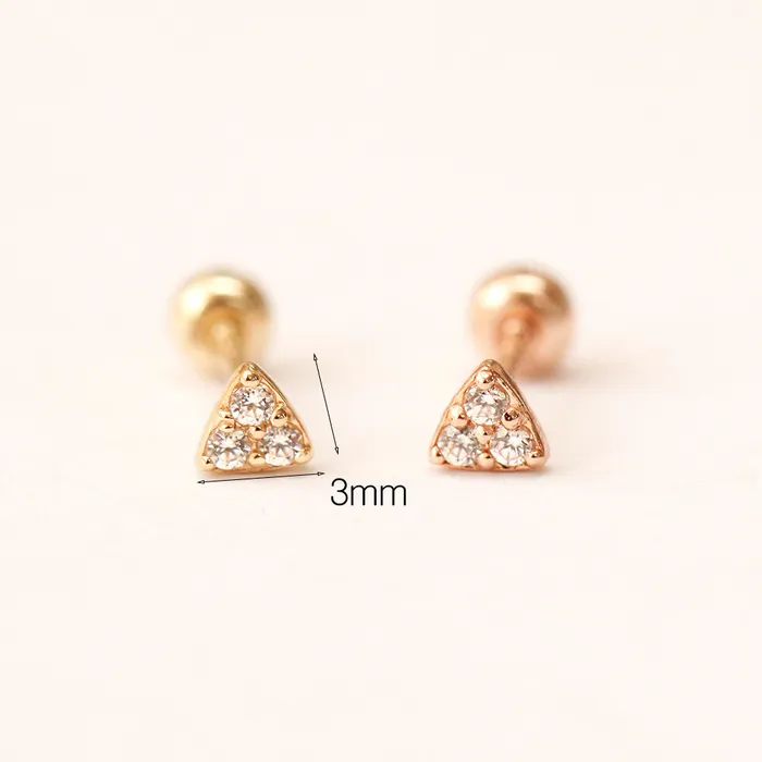MinimalBijoux Earrings 14K Gold Mini Triangle CZ Cartilage Earring 20G18G16G
