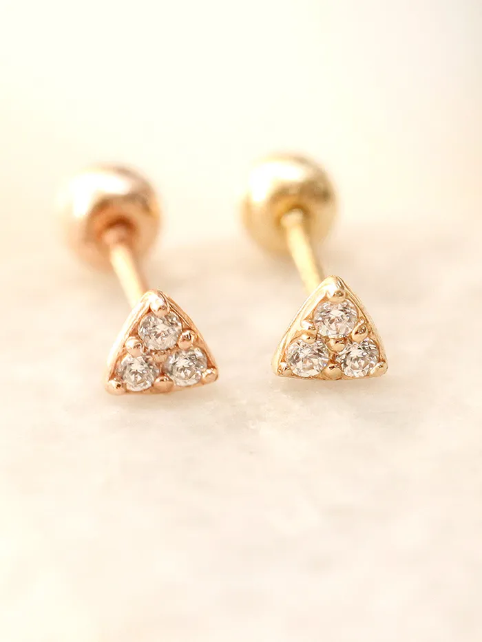 MinimalBijoux Earrings 14K Gold Mini Triangle CZ Cartilage Earring 20G18G16G