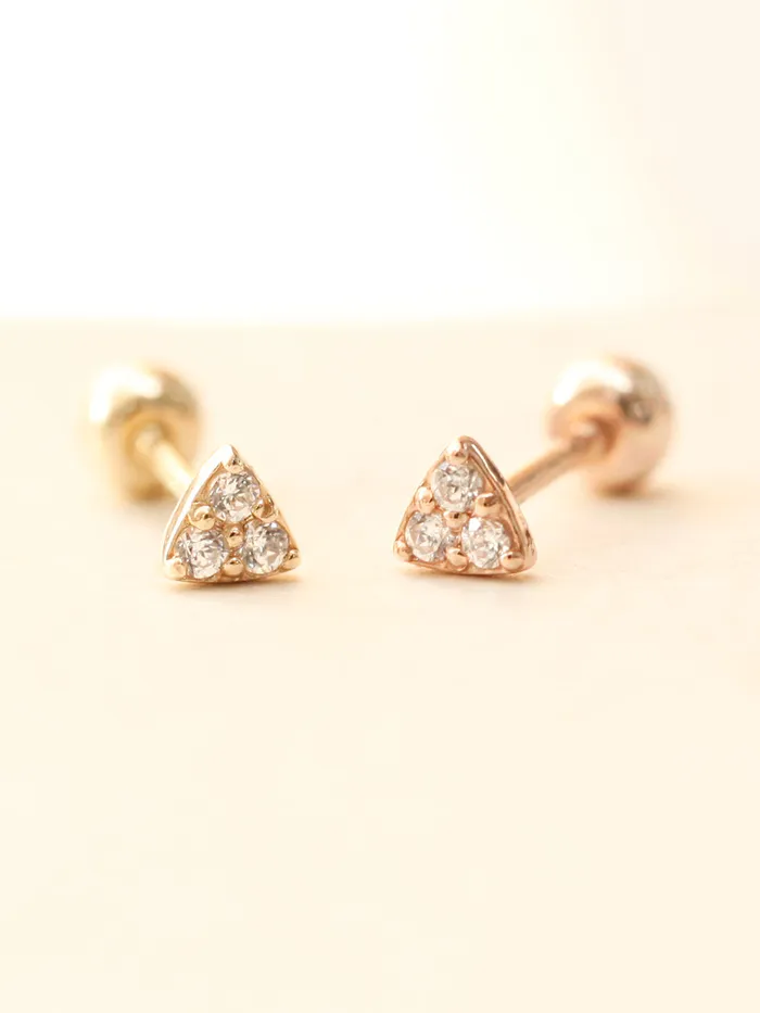 MinimalBijoux Earrings 14K Gold Mini Triangle CZ Cartilage Earring 20G18G16G