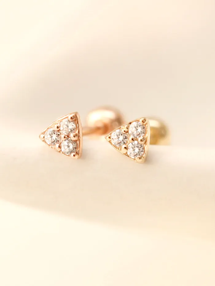 MinimalBijoux Earrings 14K Gold Mini Triangle CZ Cartilage Earring 20G18G16G