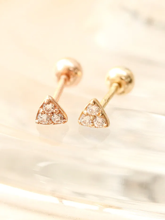 MinimalBijoux Earrings 14K Gold Mini Triangle CZ Cartilage Earring 20G18G16G