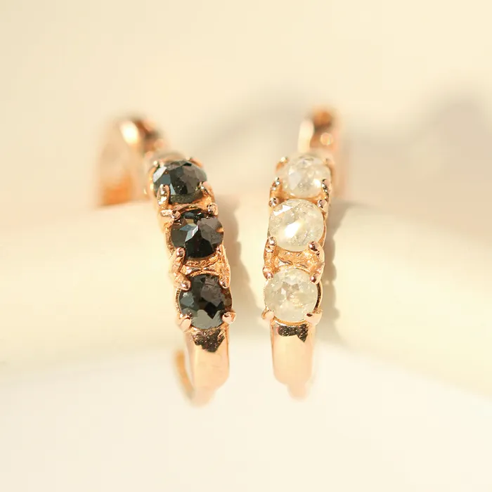 MinimalBijoux Earrings 14K Gold Rough Diamond Hoop Earring