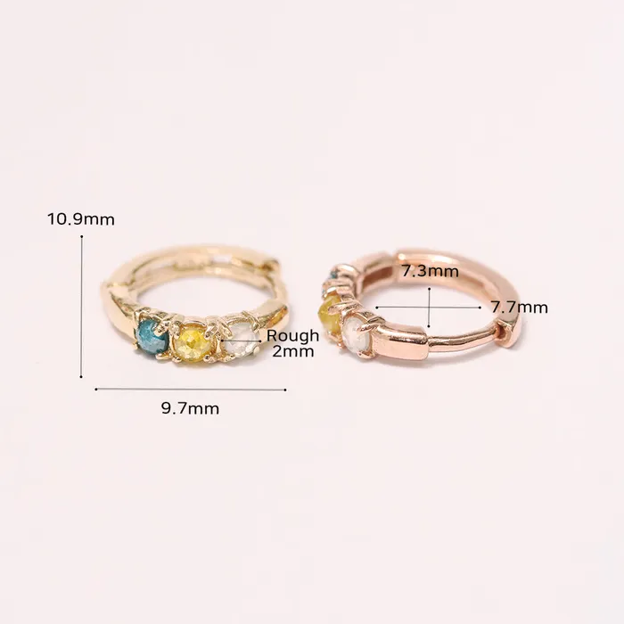 MinimalBijoux Earrings 14K Gold Rough Diamond Hoop Earring