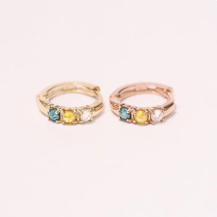 MinimalBijoux Earrings 14K Gold Rough Diamond Hoop Earring