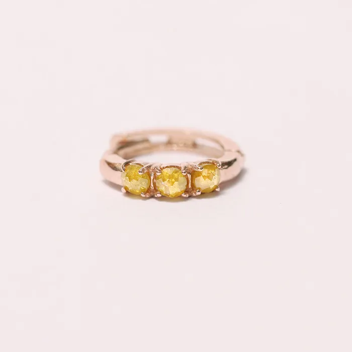 MinimalBijoux Earrings 14K Gold Rough Diamond Hoop Earring