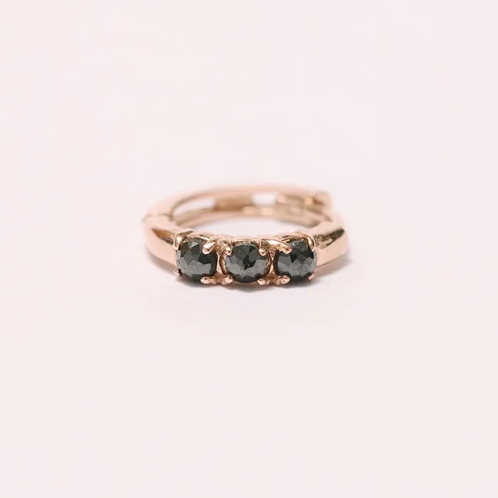 MinimalBijoux Earrings 14K Gold Rough Diamond Hoop Earring