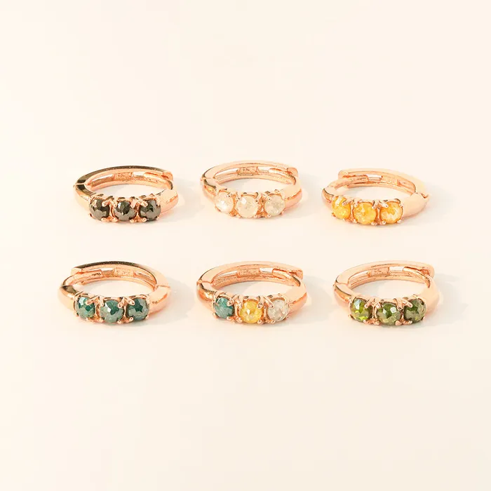 MinimalBijoux Earrings 14K Gold Rough Diamond Hoop Earring