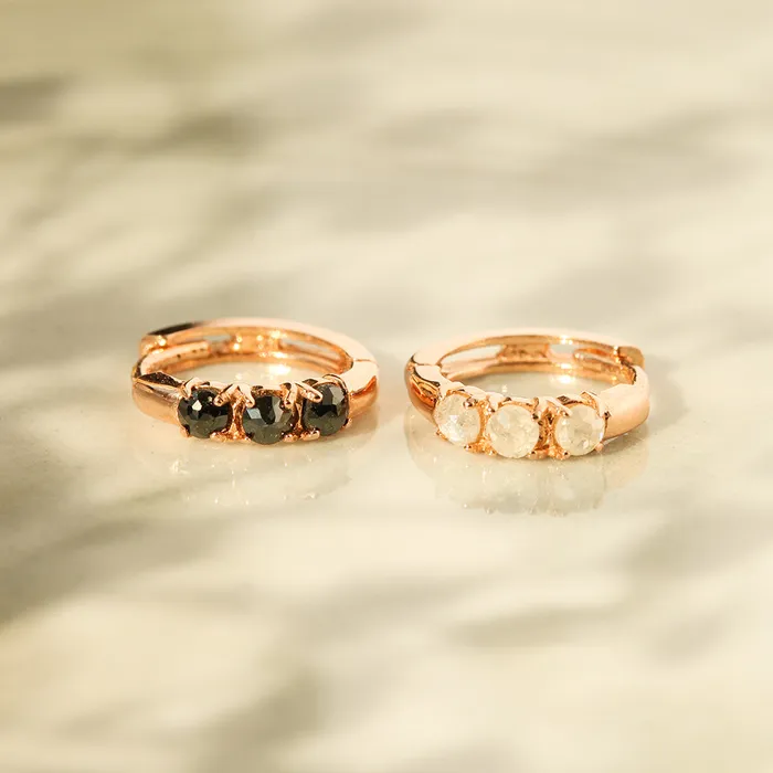 MinimalBijoux Earrings 14K Gold Rough Diamond Hoop Earring