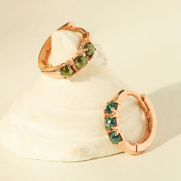 MinimalBijoux Earrings 14K Gold Rough Diamond Hoop Earring