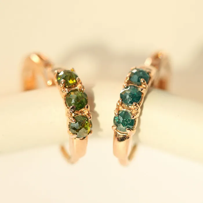 MinimalBijoux Earrings 14K Gold Rough Diamond Hoop Earring
