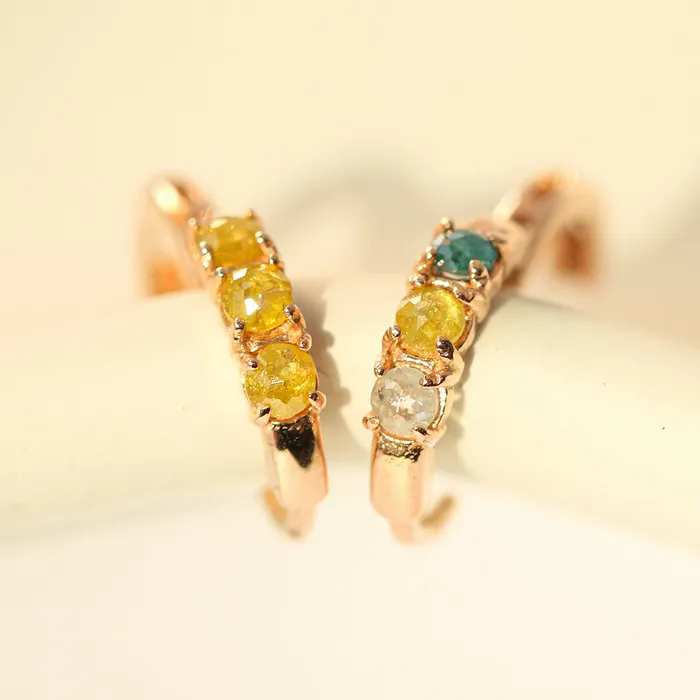 MinimalBijoux Earrings 14K Gold Rough Diamond Hoop Earring