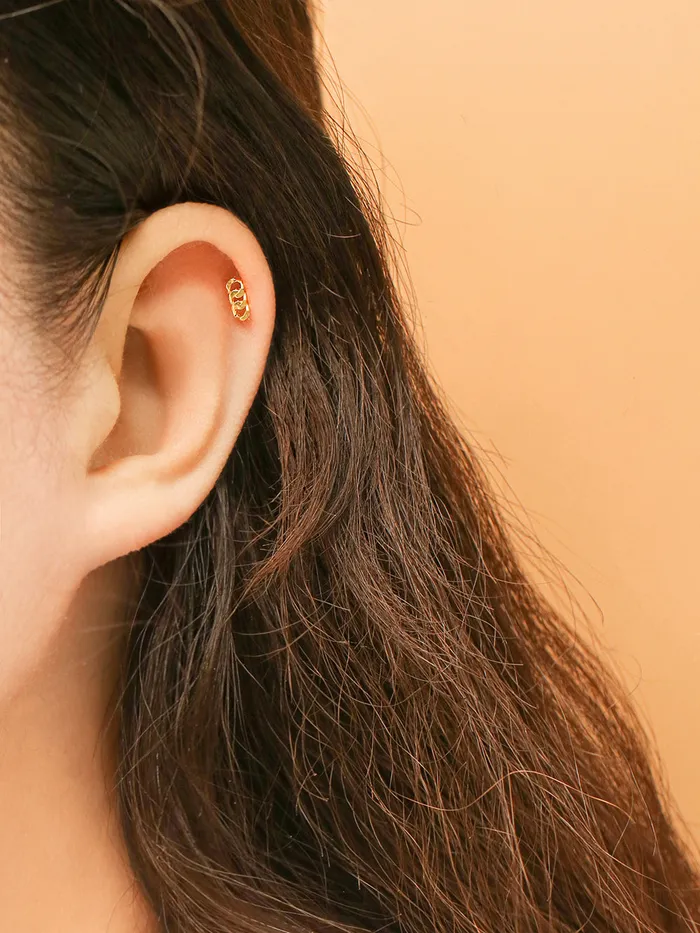 MinimalBijoux Earrings 14K Gold Simple Chain Cartilage Earring 20G