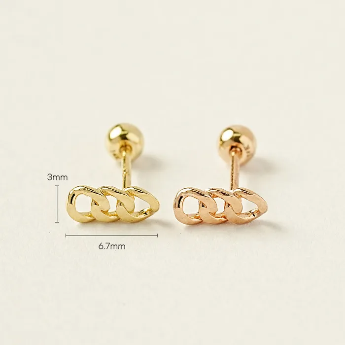 MinimalBijoux Earrings 14K Gold Simple Chain Cartilage Earring 20G