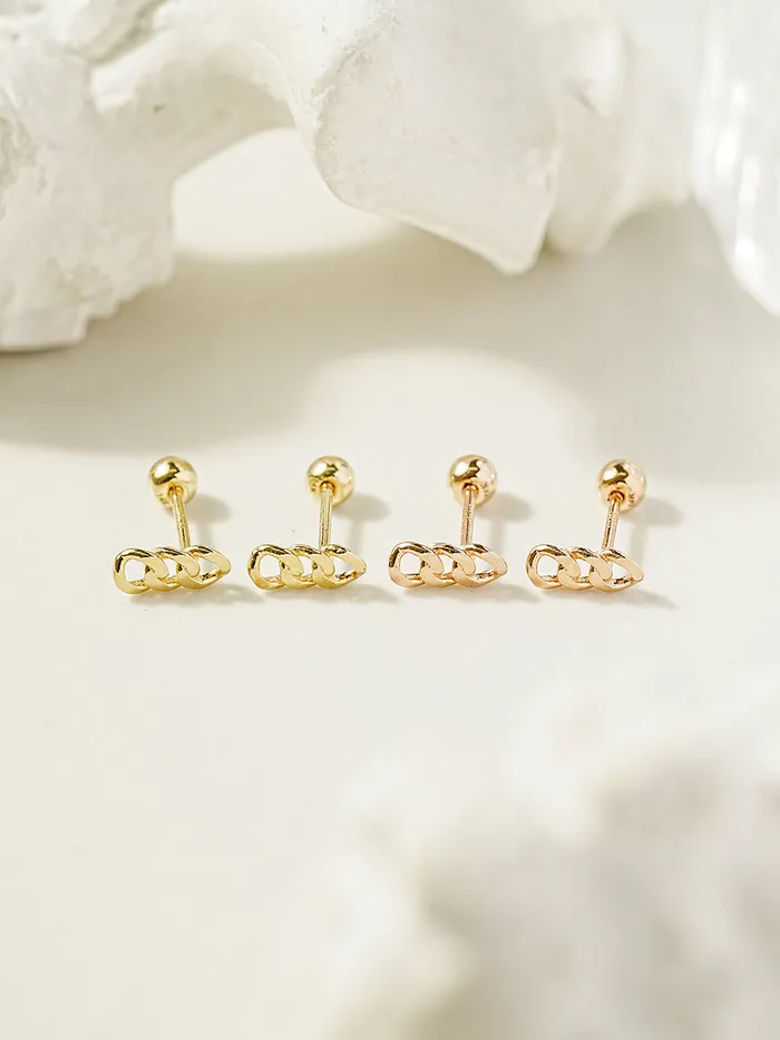 MinimalBijoux Earrings 14K Gold Simple Chain Cartilage Earring 20G