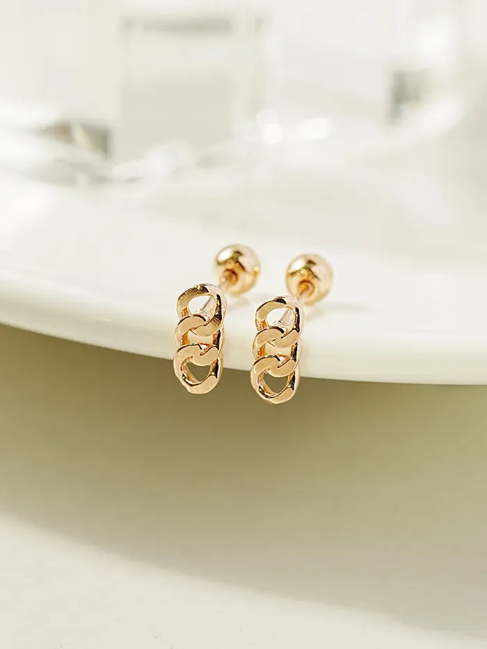 MinimalBijoux Earrings 14K Gold Simple Chain Cartilage Earring 20G